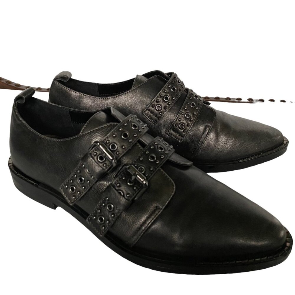 Bleecker Bond LEIGH Women Oxford Shoes 10M EU 41 Gray Monk Strap Buckle Leather - Picture 8 of 10